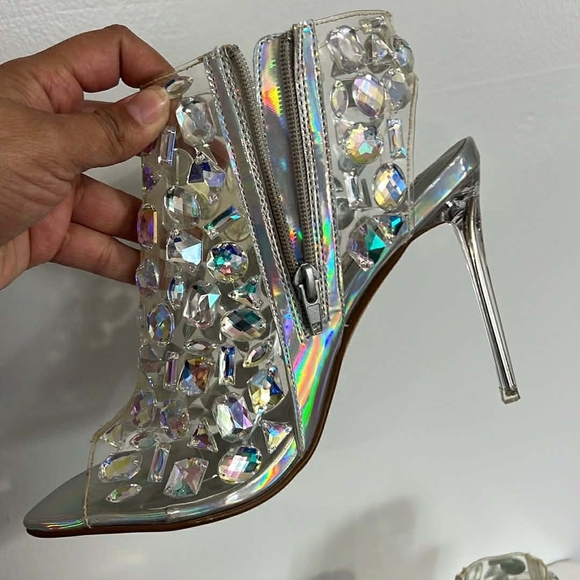 Steve Madden Silver Gem-Studded Heels - Picture 3 of 7